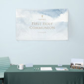Eerste Communie Banner Jongen Blauwe Waterverf (Beurs)