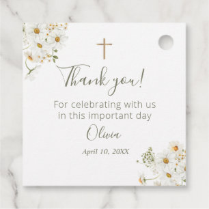 Eerste communie, Baptisme Floral Favor Tags Bedankjes Labels