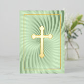 Eerste Communie / Bevestiging Mint Swirl Cross Folie Uitnodiging (Staand Voorkant)