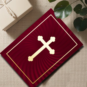 Eerste communie / bevestiging Red Swirl Folie Uitnodiging