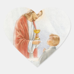 Eerste communie bevestigingsjongen hart sticker