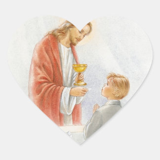 Eerste communie bevestigingsjongen hart sticker