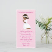 Eerste Communie Bladwijzer Zwart Meisje Bedankkaart (Staand voorkant)