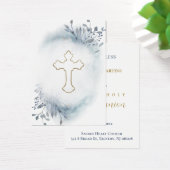 Eerste Communie blauw gebladerte herinneringskaart Visitekaartje (Bureau)