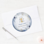 Eerste Communie Blauwe waterverf Ronde Sticker (Envelop)
