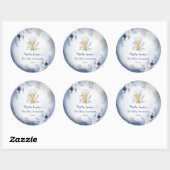 Eerste Communie Blauwe waterverf Ronde Sticker (Vel)