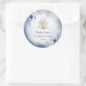 Eerste Communie Blauwe waterverf Ronde Sticker (Tas)