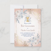 Eerste Communie bleke Bloemen Uitnodiging (Voorkant)