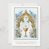Eerste Communie Bloem- en Gouden Kelk Hostie Kaart (Voorkant)