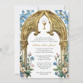 Eerste Communie Bloem- en Gouden Kelk Hostie Kaart (Achterkant)