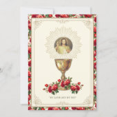 Eerste Communie Bloemen Jezus Goddelijke Barmharti Kaart (Voorkant)