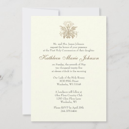 Eerste Communie Bloemen Jezus Goddelijke Barmharti Kaart (Achterkant)