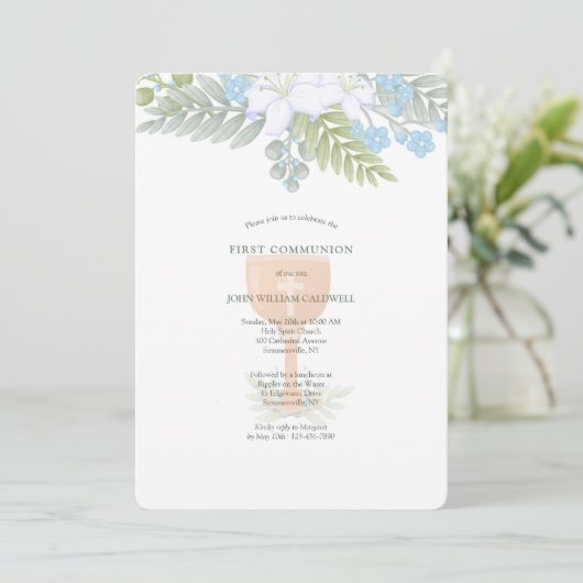 Eerste Communie Bloemen Kaart (Staand voorkant)