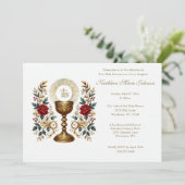 Eerste Communie Bloemeneucharistie Rode Rozen Kaart (Staand voorkant)