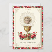 Eerste Communie Bloemenkelk Hostie Jezus Kaart (Voorkant)