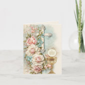  eerste communie Bloemenkelk Kruis Bedankkaart (Voorkant)