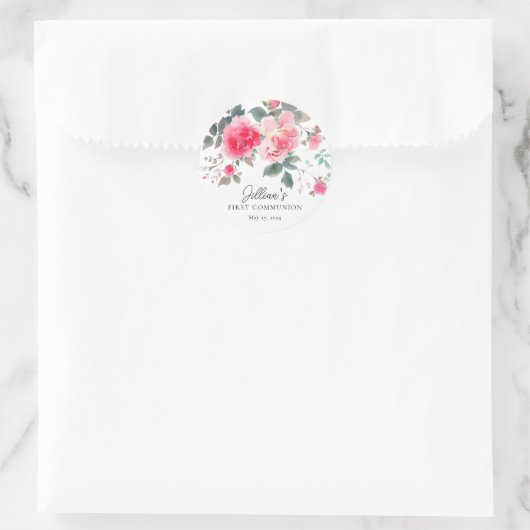 Eerste Communie Bloesem Ronde Sticker (Tas)