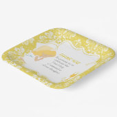 Eerste communie blond meisje gouden damast papieren bordje (Gebogen)