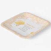 Eerste Communie Blond Meisje Peach Damask Papieren Bordje (Gebogen)