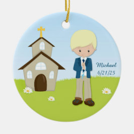 Eerste Communie, Blonde Boy, Church Keramisch Ornament