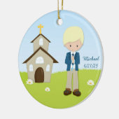 Eerste Communie, Blonde Boy, Church Keramisch Ornament (Links)