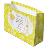 Eerste Communie Blonde Jongen Geel Damask Groot Cadeauzakje (Achterkant Gekanteld)