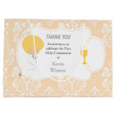 Eerste Communie Blonde Jongen Peach Damask Groot Cadeauzakje (Achterkant)