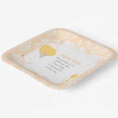 Eerste Communie Blonde Jongen Peach Damask Papieren Bordje (Gebogen)