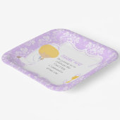 Eerste Communie Blondine Jongen Paarse Damask Papieren Bordje (Gebogen)