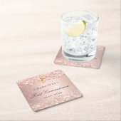 Eerste Communie blos roze goud glans naam Kartonnen Onderzetters (Insitu)