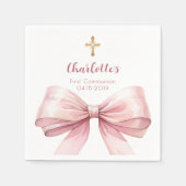 Eerste Communie blush roze boog kruis meisje Servet (Voorkant)