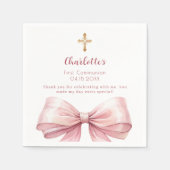 Eerste Communie blush roze boog kruis Servet (Voorkant)