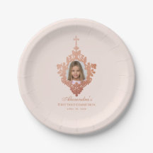 Eerste Communie Blush Roze Gouden Meisje Foto