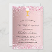 Eerste communie blush roze kaart (Voorkant)