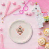 Eerste Communie Blush Roze Rose Goud Meisje Foto Papieren Bordje (Feest)