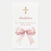 Eerste Communie blush roze strik kruis Servet (Voorkant)