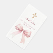 Eerste Communie blush roze strik kruis Servet (Hoek)