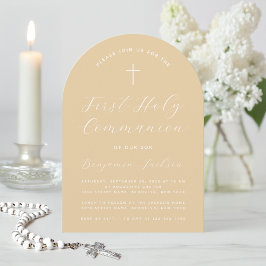 Eerste communie boog beige eenvoudige moderne scri kaart