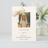 Eerste Communie boog foto crème Bedankkaart (Staand voorkant)