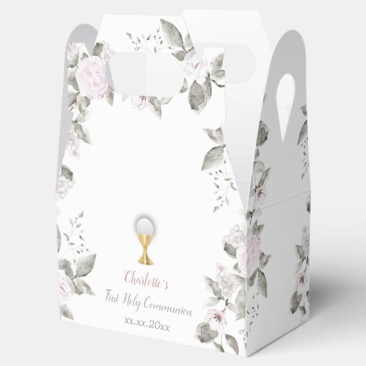 Eerste Communie bord Bloemen Favor Box Bedankdoosjes (Geopend)
