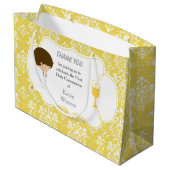 Eerste Communie Brunette Boy Gold Damask Groot Cadeauzakje (Achterkant Gekanteld)