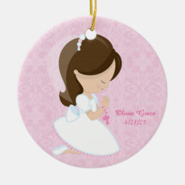 Eerste communie, Brunette Girl Keramisch Ornament