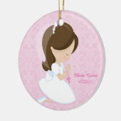 Eerste communie, Brunette Girl Keramisch Ornament (Links)