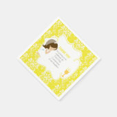 Eerste communie Brunette Girl Yellow Damask Servet (Hoek)
