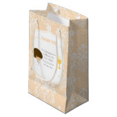 Eerste communie Brunette Hair Boy Dank u Klein Cadeauzakje (Voorkant Gekanteld)