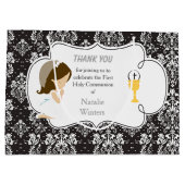Eerste communie Brunette Hair Girl Dank je Groot Cadeauzakje (Achterkant)