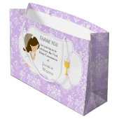 Eerste communie Brunette Hair Girl Dank je Groot Cadeauzakje (Achterkant Gekanteld)