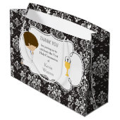 Eerste Communie Brunette Jongen Zwart Damask Groot Cadeauzakje (Achterkant Gekanteld)