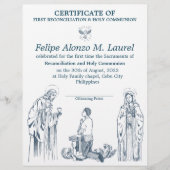 Eerste Communie Certificaat voor jongens Briefhoofd (Voorkant)