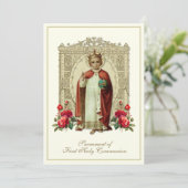 Eerste Communie Christus de Koning Rozen Kaart (Staand voorkant)